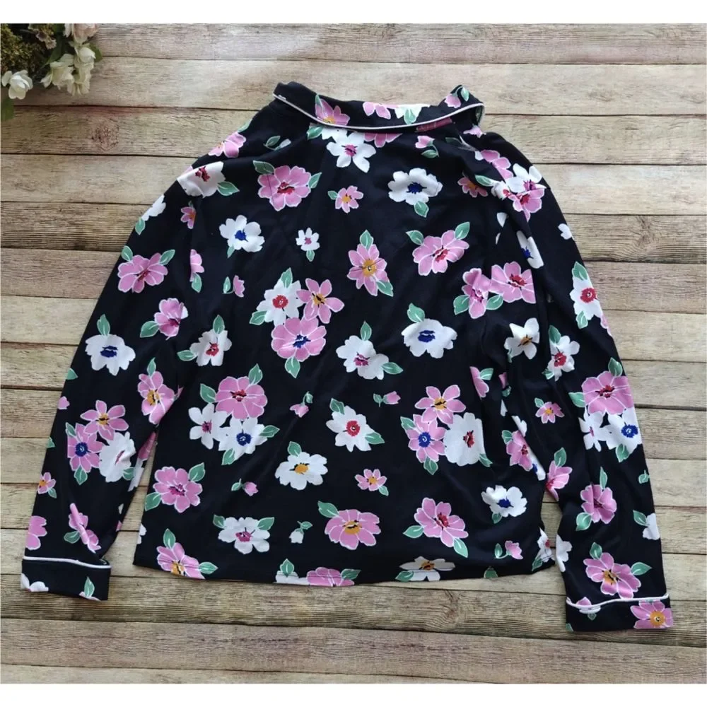 Kate Spade Floral Pajama Set Black Pink Size Large / X-Large